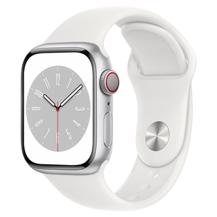 Apple Watch Series 8 GPS + Cellular, Sport Band, 41 мм, серебристый - Смарт-часы MP4A3EL/A