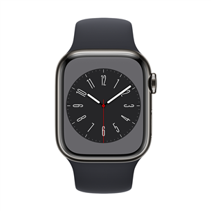Apple Watch Series 8 GPS + Cellular, Sport Band, 41 mm, nerūsējošā tērauda/tumši pelēka - Viedpulkstenis