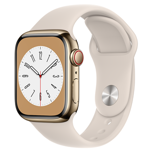 Apple Watch Series 8 GPS + Cellular, Sport Band, 41mm, gold stainless steel / starlight - Smartwatch