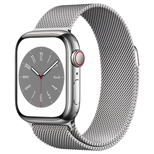 Apple Watch Series 8 GPS + Cellular, Milanese Loop, 41 мм, серебристая нержавеющая сталь - Смарт-часы