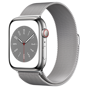 Apple Watch Series 8 GPS + Cellular, Milanese Loop, 45mm, silver stainless steel - Smartwatch