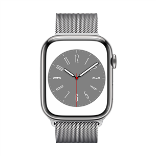 Apple Watch Series 8 GPS + Cellular, Milanese Loop, 45 мм, серебристый - Смарт-часы