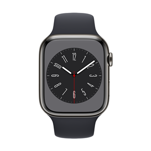 Apple Watch Series 8 GPS + Cellular, Sport Band, 45 mm, nerūsējošā tērauda/tumši pelēka - Viedpulkstenis