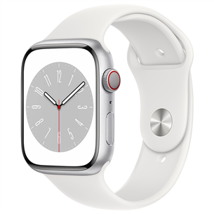 Apple Watch Series 8 GPS + Cellular, Sport Band, 45 мм, серебристый - Смарт-часы MP4J3EL/A