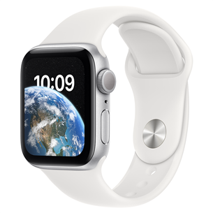 Apple Watch SE 2, GPS, Sport Band, 40 mm, sudraba/balta - Viedpulkstenis MNJV3EL/A