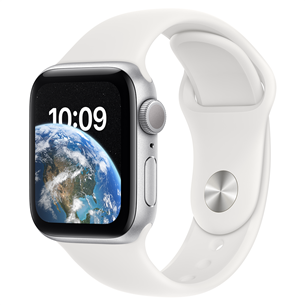 Apple Watch SE 2, GPS, Sport Band, 40 mm, sudraba/balta - Viedpulkstenis