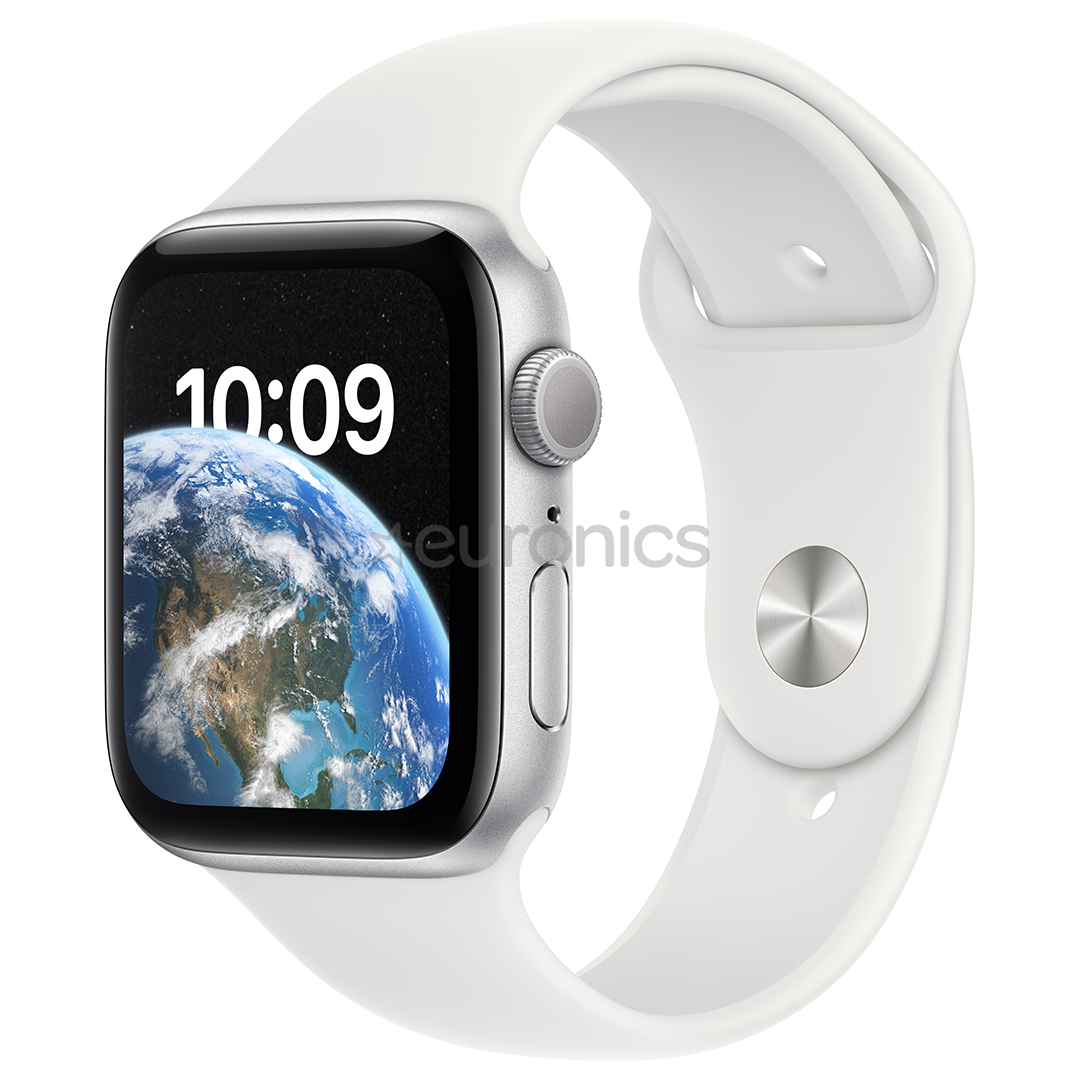 Apple Watch SE 2, GPS, Sport Band, 44 mm, sudraba/balta - Viedpulkstenis