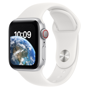 Apple Watch SE 2, GPS + Cellular, Sport Band, 40 mm, sudraba/balta - Viedpulkstenis MNPP3EL/A