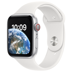 Apple Watch SE 2, GPS + Cellular, Sport Band, 44 mm, sudraba/balta - Viedpulkstenis