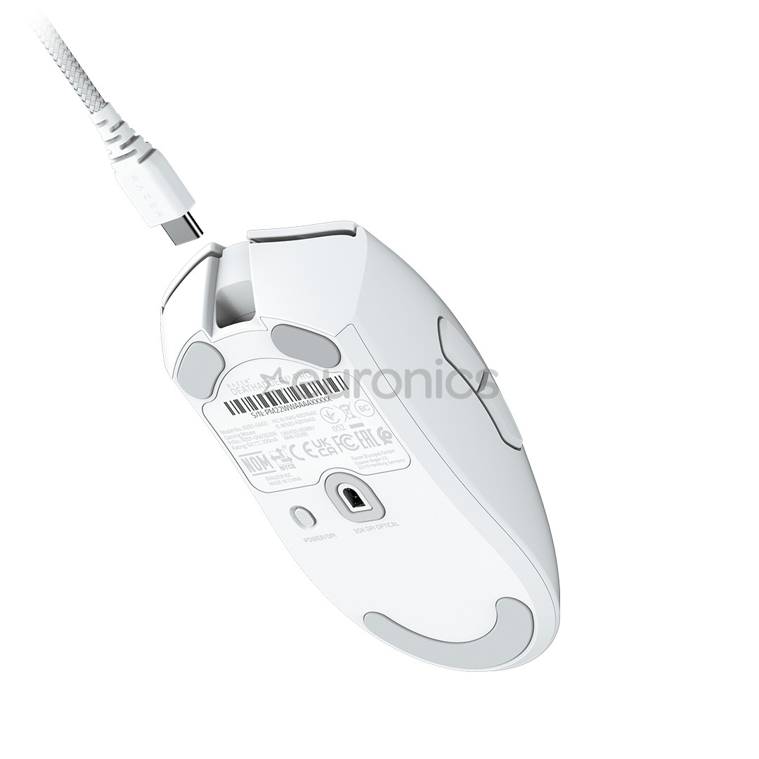 Razer DeathAdder V3 Pro, optiskā, balta - Bezvadu datorpele