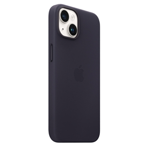 Apple iPhone 14 Leather Case with MagSafe, фиолетовый - Кожаный чехол
