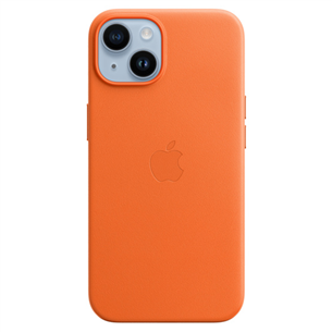 Apple iPhone 14 Leather Case with MagSafe, oranža - Apvalks viedtālrunim