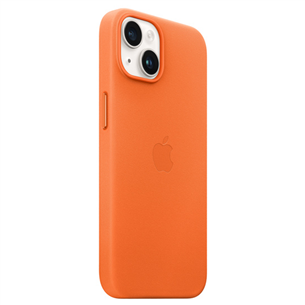 Apple iPhone 14 Leather Case with MagSafe, oranža - Apvalks viedtālrunim