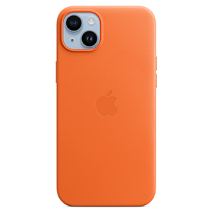 Apple iPhone 14 Plus Leather Case with MagSafe, оранжевый - Кожаный чехол