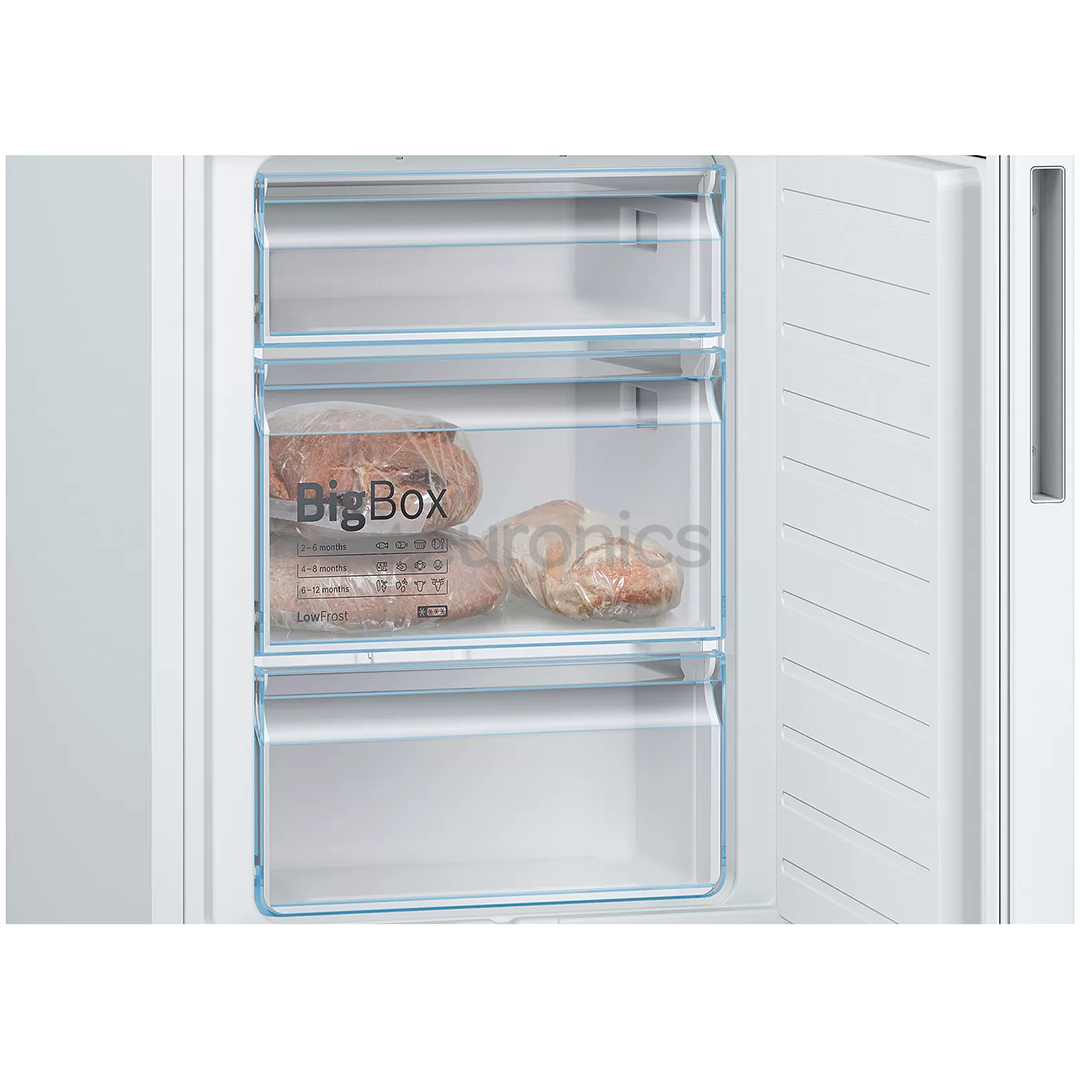 Bosch, Low Frost, augstums 186 cm, 308 L, balta - Ledusskapis