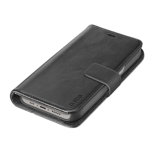 SBS Book Case, iPhone 14, leather, black - Smartphone case