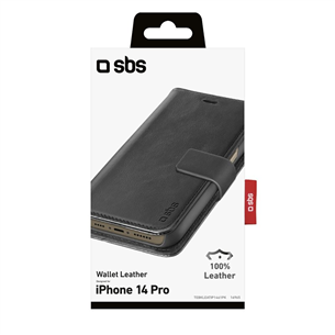 SBS Book Case, iPhone 14 Pro, āda, melna – Apvalks viedtālrunim