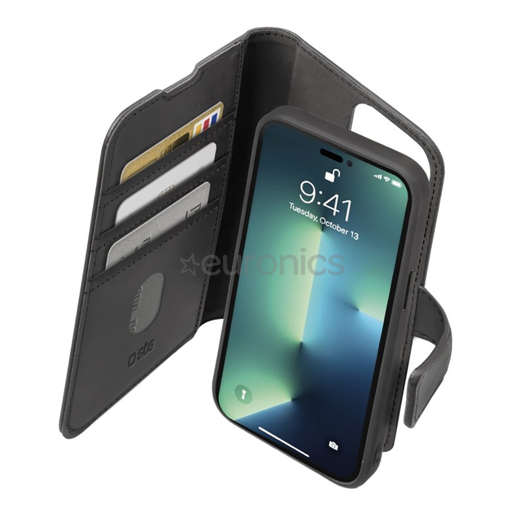 SBS Duo Mag Wallet, iPhone 14 Pro, melna – Apvalks viedtālrunim