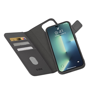 SBS Duo Mag Wallet, iPhone 14 Pro Max, black - Smartphone case,  TEBKDETIP1467PK