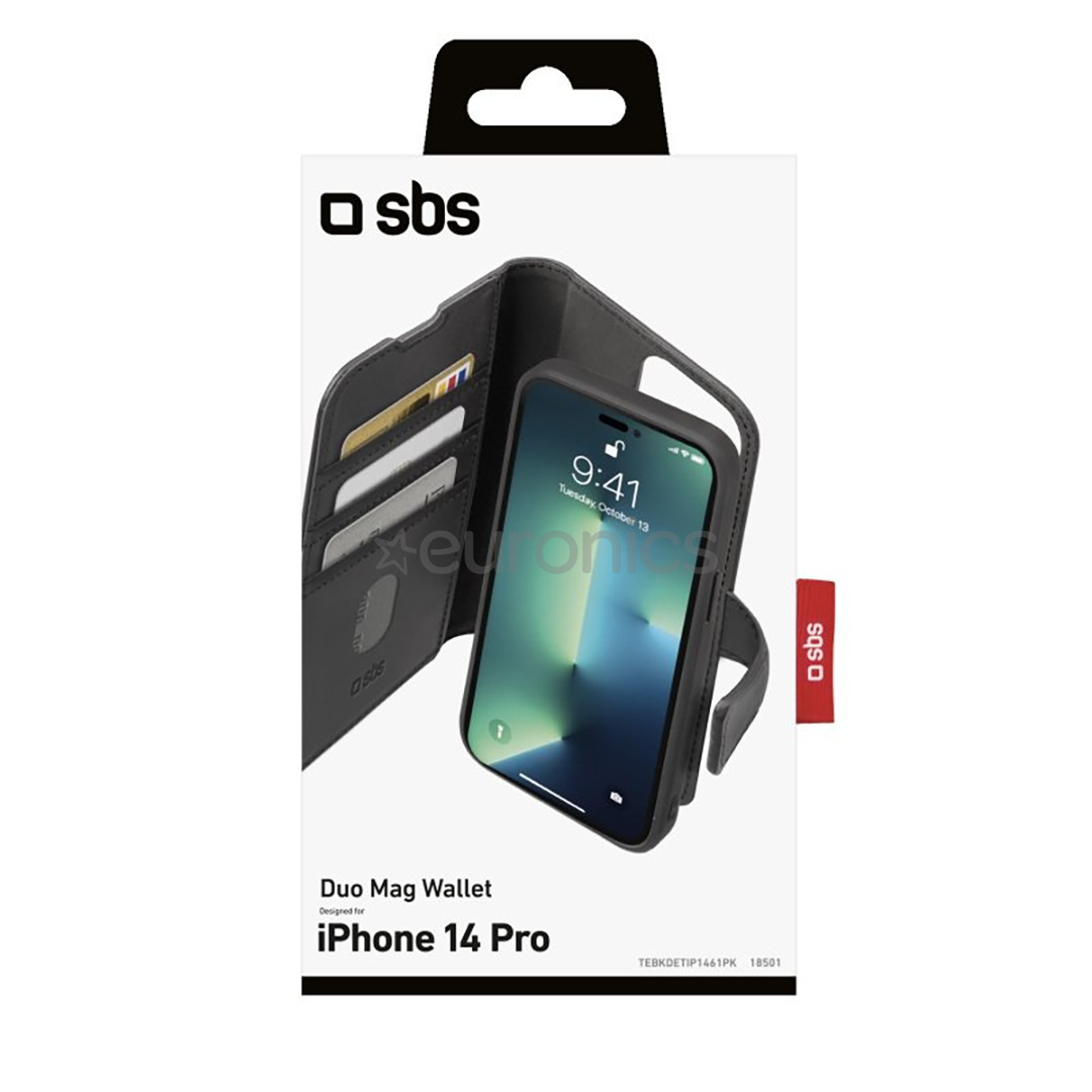 SBS Duo Mag Wallet, iPhone 14 Pro, melna – Apvalks viedtālrunim