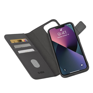 SBS Duo Mag Wallet, iPhone 14 Plus, melna – Apvalks viedtālrunim