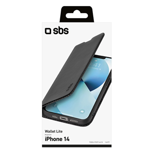 SBS Book Wallet Lite, iPhone 14, melna – Apvalks viedtālrunim