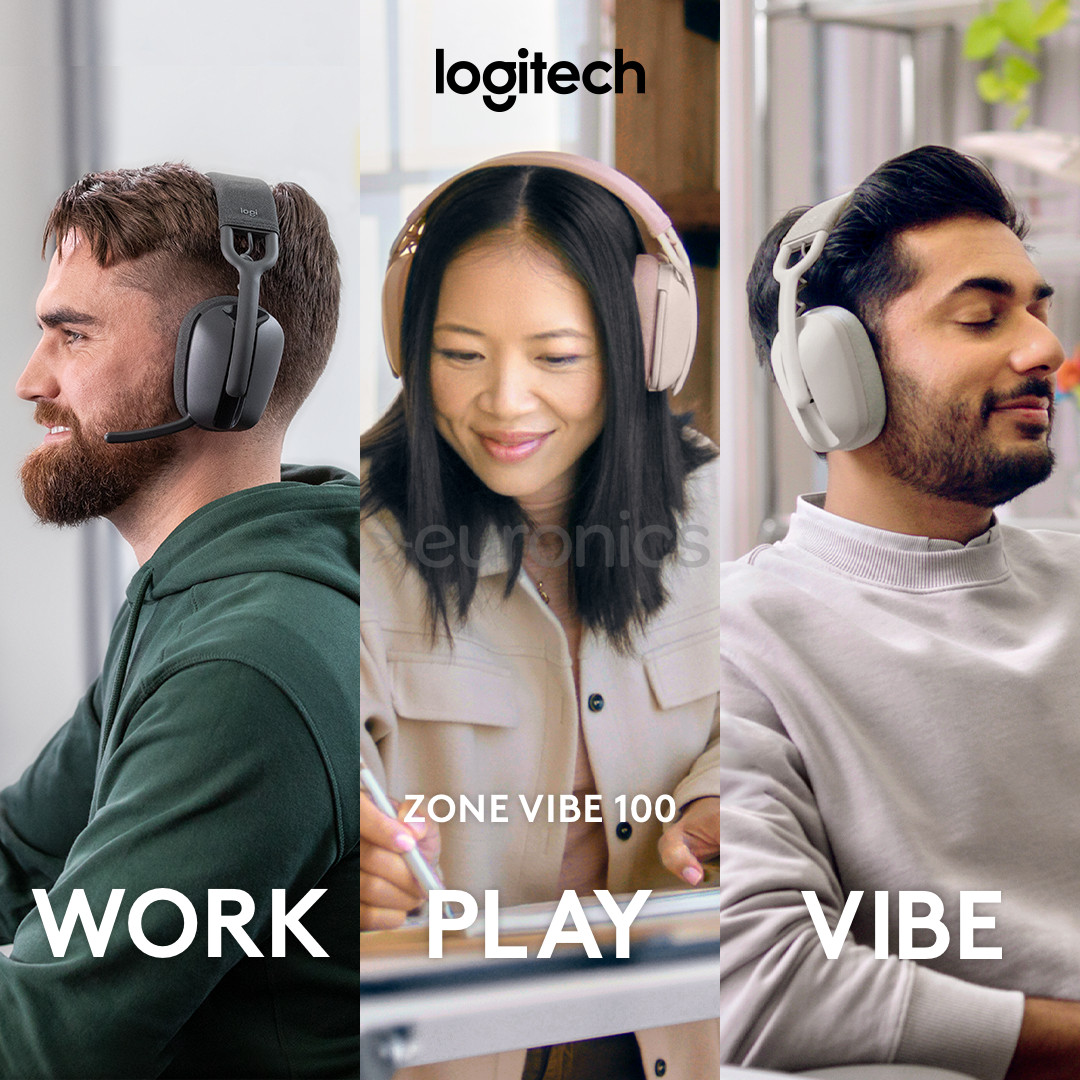 Logitech Zone Vibe 100, melna - Bezvadu austiņas