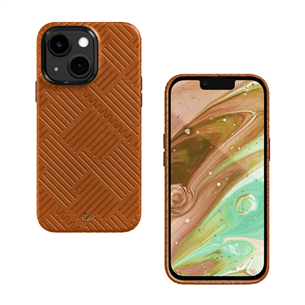 LAUT MOTIF, iPhone 14 Plus, stripes, brūna - Apvalks viedtālrunim