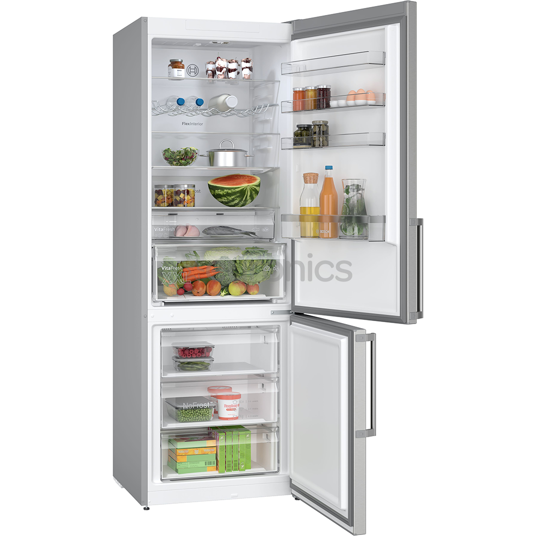 Bosch, NoFrost, 440 L, height 203 cm, inox - Refrigerator