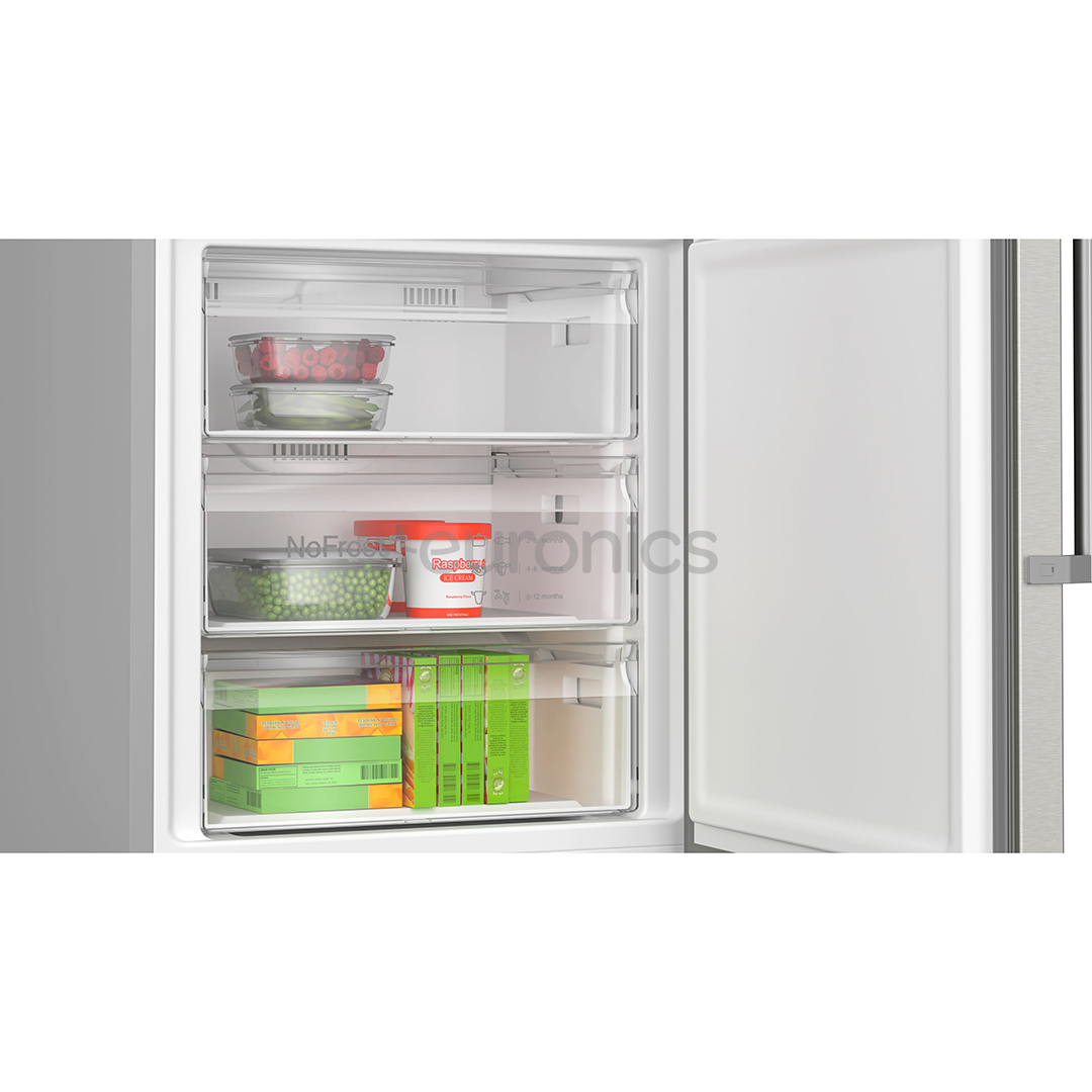 Bosch, NoFrost, 440 L, height 203 cm, inox - Refrigerator