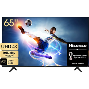 Hisense A6BG, 65", 4K UHD, LED LCD, боковые ножки, черный - Телевизор