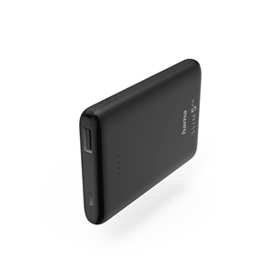 Hama SLIM 5HD, 5000 mAh, USB-A, melna - Portatīvais barošanas avots 00201666
