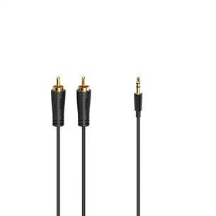 Hama Audio Cable, 3.5 mm - 2 RCA, apzeltīti kontakti, 1.5 m, melna - Vads 00205260