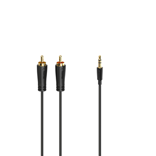 Hama Audio Cable, 3.5 mm - 2 RCA, apzeltīti kontakti, 1.5 m, melna - Vads