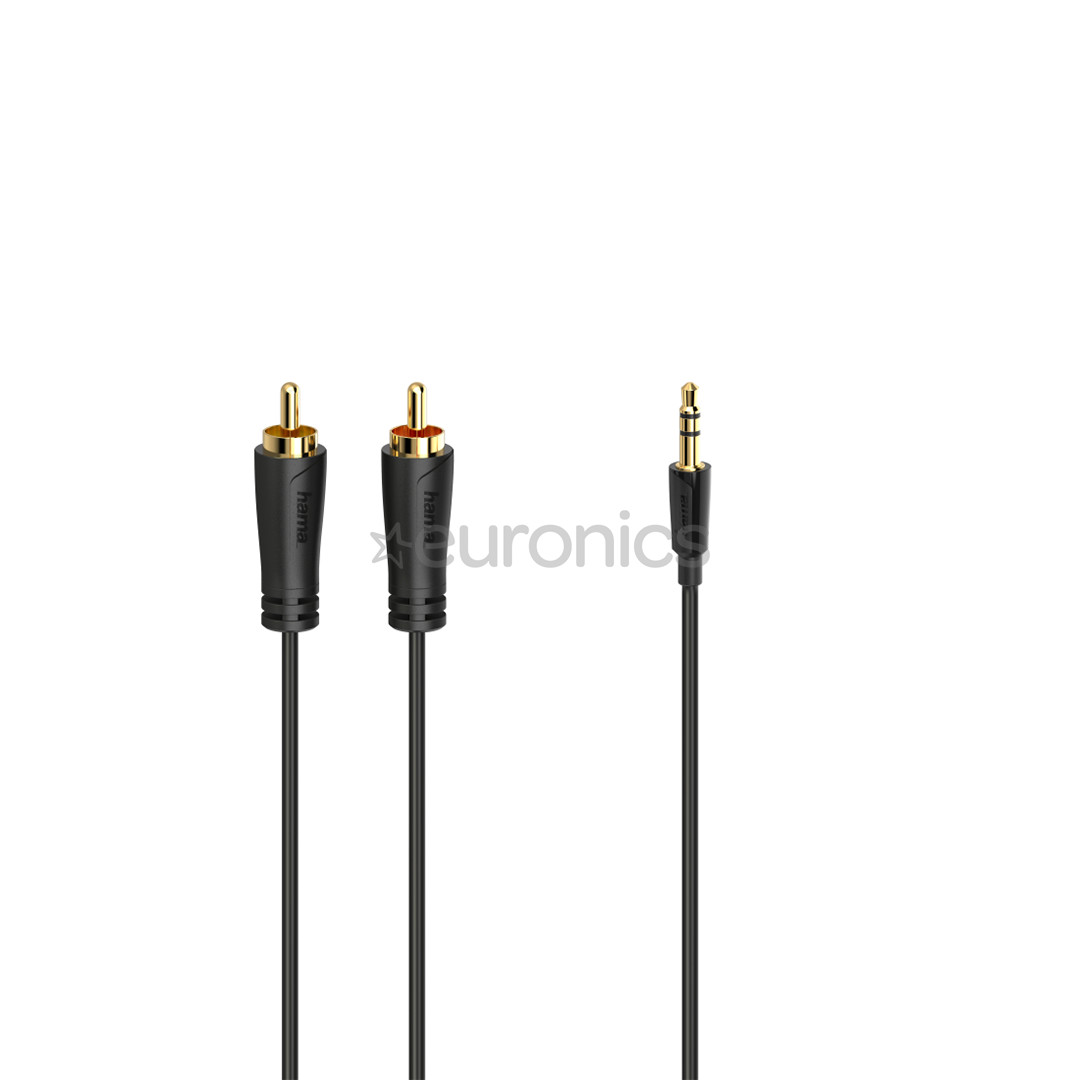 Hama Audio Cable, 3,5 мм - 2 RCA, позолоченный, 1,5 м, черный - Кабель