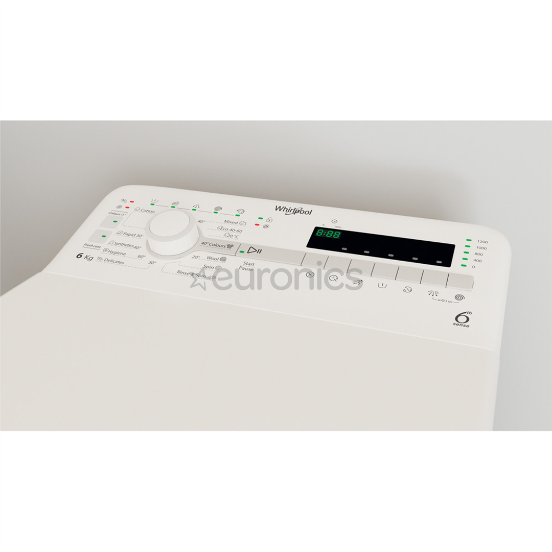 Whirlpool, 6 kg, dziļums 60 cm, 1200 apgr/min. - Veļas mazgājamā mašīna ar augšējo ielādi