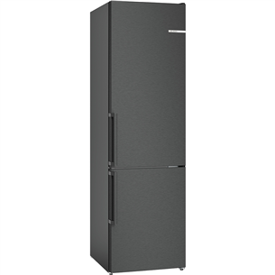 Bosch, NoFrost, 321 L, augstums 186 cm, melna nerūsējošā tērauda - Ledusskapis
