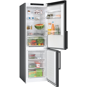 Bosch, NoFrost, 321 L, height 186 cm, black stainless steel - Refrigerator