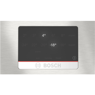 Bosch, NoFrost, 321 L, augstums 186 cm, nerūsējošā tērauda - Ledusskapis