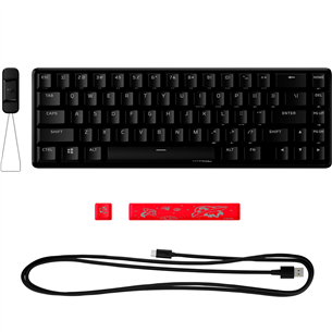 HyperX Alloy Origins 65, HyperX Red - Linear, US, mehāniskā, melna - Klaviatūra