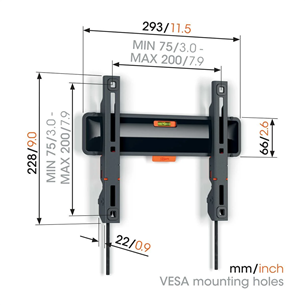 Vogels TVM 3203 Fixed TV Wall Mount, 19-50", maksimālais svars 30 kg, melna - Sienas stiprinājums televizoriem