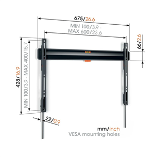 Vogels TVM 3603 Fixed TV Wall Mount, 40-100", maksimālais svars 75 kg, melna - Sienas stiprinājums televizoriem