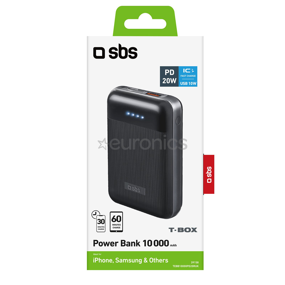 SBS Power Delivery 20W, 10 000 mAh, black - Power bank