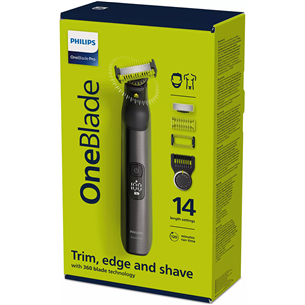 Philips OneBlade Pro seja + ķermenis, pelēka - Skuveklis/trimmeris