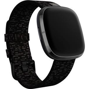 Fitbit Sense & Versa 3, Woven Band, Large, melna - Siksniņa pulkstenim FB174WBGYL