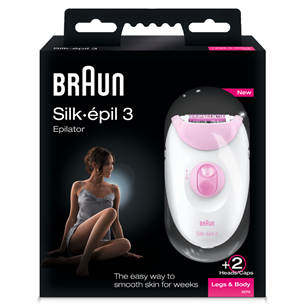 Braun Silk-épil 3, balta/rozā - Epilators