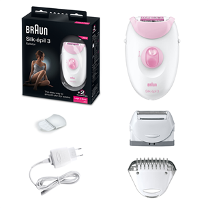 Braun Silk-épil 3, balta/rozā - Epilators