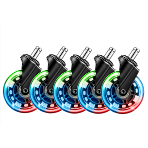 EL33T Rubber Casters, 3", RGB, 5pc, black - Gaming chair wheels