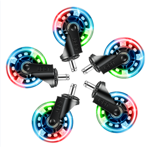 EL33T Rubber Casters, 3", RGB, 5 gab., melna - Gumijas ritenīši datorkrēslam