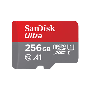 SanDisk Ultra microSDXC, 256 GB, gray - MicroSD card with SD adapter